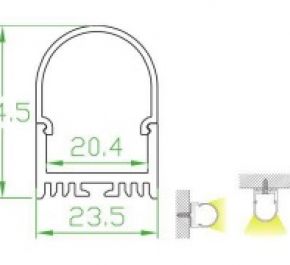 Накладной алюминиевый профиль для светодиодных лент LD profile – 44PC, 93986