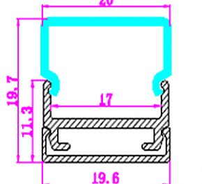 Алюминиевый профиль 19, нижняя часть 2м, 29531