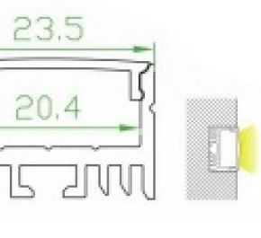 Накладной алюминиевый профиль для светодиодных лент LD profile – 44, 93987