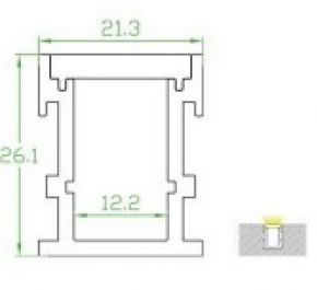 Встраиваемый алюминиевый профиль для светодиодных лент LD profile – 34/2, 31027
