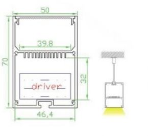 Подвесной алюминиевый профиль для светодиодных лент LD profile – 52, 93995