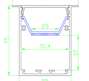 Встраиваемый алюминиевый профиль для светодиодных лент LD profile – 55, 729503
