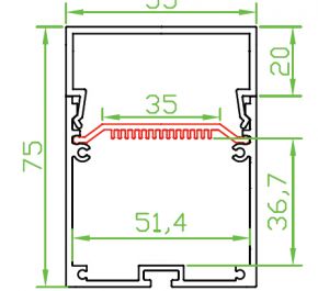 Подвесной алюминиевый профиль для светодиодных лент LD profile – 56D, 106503