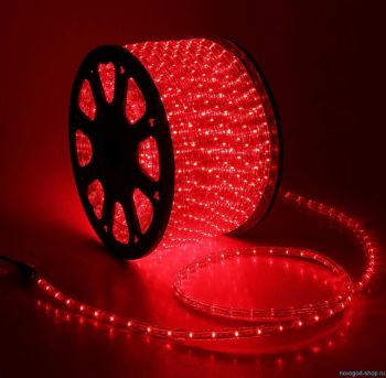 Дюралайт LED круглый 2-х проводной, фиксинг, Ф13мм 100м красный