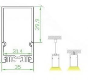 Подвесной алюминиевый профиль для светодиодных лент LD profile – 54, 93996