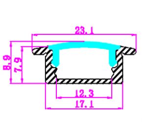 Встраиваемый алюминиевый профиль для светодиодных лент LD profile – 01, 29414
